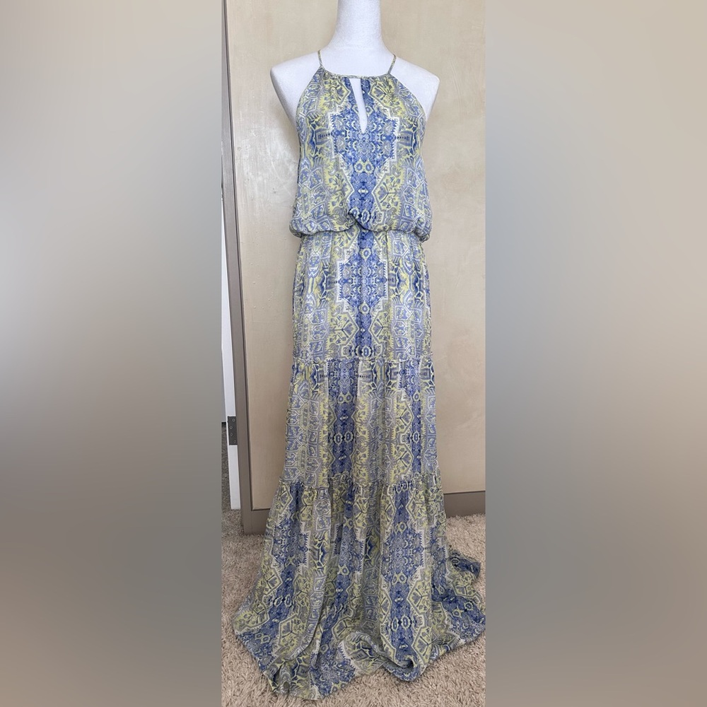 Parker Blue and Yellow Bohemian Maxi Dress